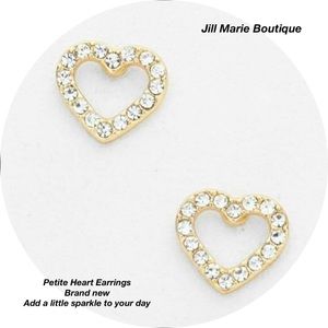 Gold open heart rhinestone stud earrings NWT